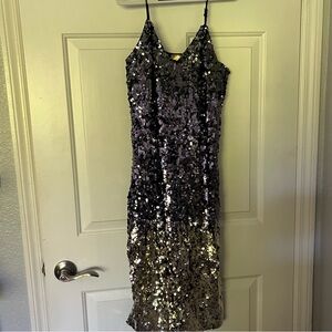H&M Blue to gold sequin homecoming dance / party dress